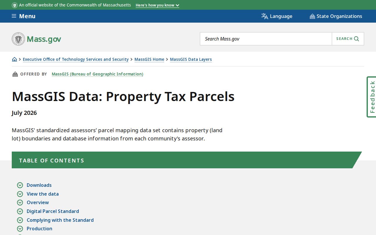 Pittsfield neighbors MassGIS property tax parcel data