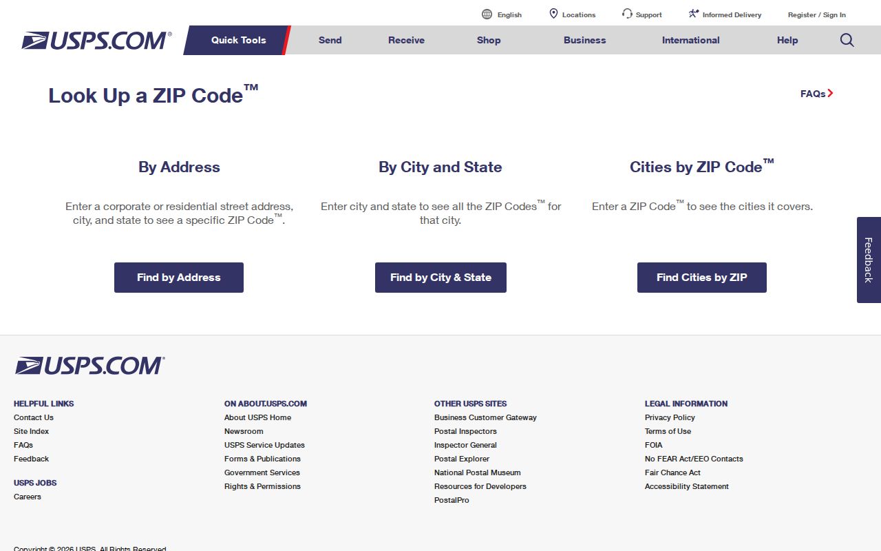 Pittsfield ZIP code directory USPS address lookup options